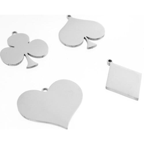 Poker cards spades Pendants for men women burnish double polished stainless steel diy Necklace&Pendants wholesale 10 pcs