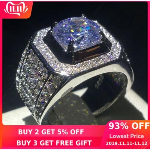 Choucong Luxury Male ring Big 3ct Clear 5A zircon cz 925 Sterling Silver Engagement Wedding Band rings For men Fine Jewelry