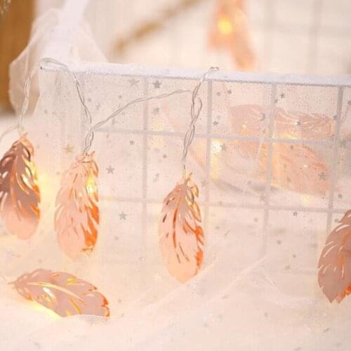 Christmas Lights Led Fairy Golden Feather String Led Lights Decoration Battery Operated Fairy Lights Wedding Party Supplies