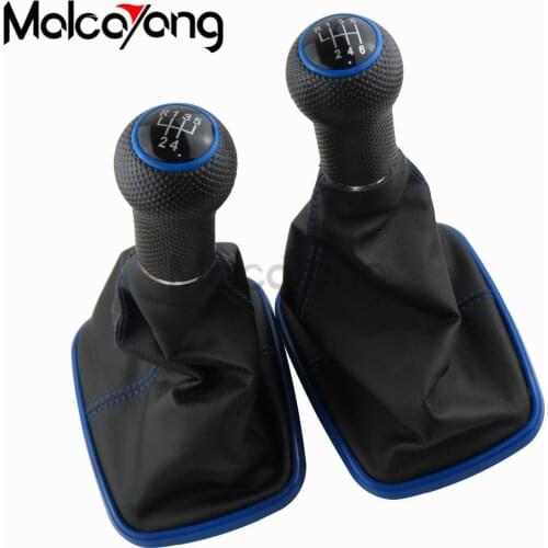 5/6 Speed Blue Gear Shift Knob Shifter Gaitor Boot For Volkswagen VW Golf 4 IV MK4 GTI R32 Bora Jetta 1999-2004