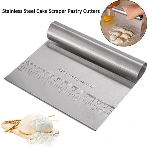 Stainless Steel Dough Scrapers Cream Smooth Cake Spatula Baking Scraper Multipurpose Kitchen Scrapers for Pizza Dough Pastry Cak