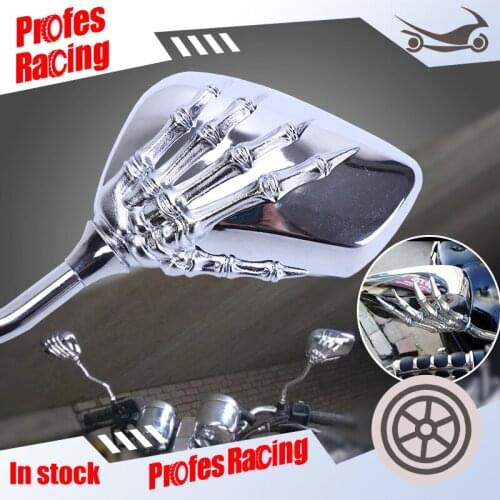 Motorcycle 1 Pair Universal Rearveiw Mirrors Skull Hand For Honda Suzuki Kawasaki /Shadow Spirit VT750 VT1100 VL 700 750 800