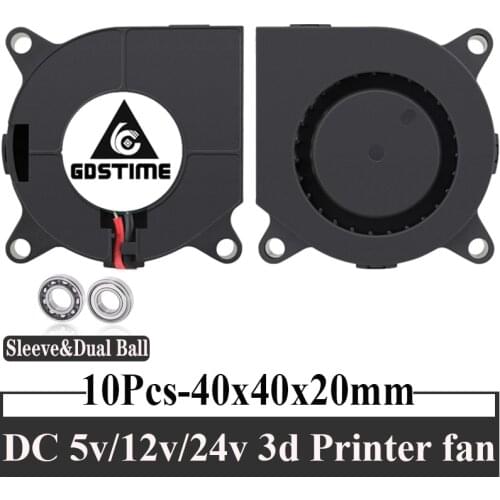 10PCS Gdstime 4cm 3D printer fan 40mm 4020 Turbo blower 24V 12V 5V ball bearing Cooling Axial fans 40x40x20mm