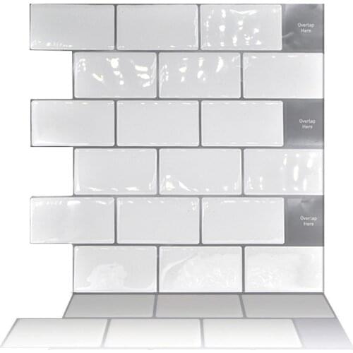 High Recommend 3D Tile Brick Mosaic Wall Stickers Self Adhesive Kitchen Tiles Bathroom Tile Sticker Backsplash Decor 30.5cm/12in