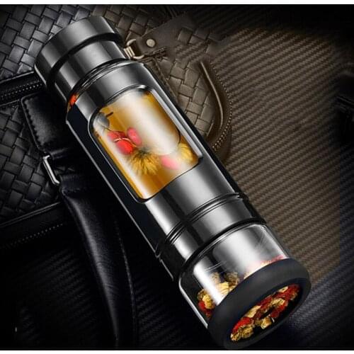 Kaxifei High Quality 430ml Glass Water Bottle With Tea Infuser Water Tea Bottle Heat-resisting 4 Colors