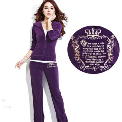 2021 Womens Velvet Fabric Tracksuits Velour Suit Spring/Fall Women Track Suit Hoodies And Pants fat sister sportswear yoga
