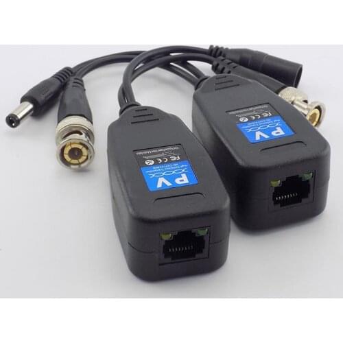 1 Pair(2pcs) Passive CCTV Coax BNC Power Video Balun Transceiver Connectors to RJ45 BNC male for CCTV video Camera