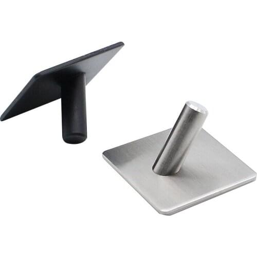 2 PCS Wall Hooks Stainless Steel Waterproof Non - drilling Inclined Hook Self adhesive Wall Mounted Key Robe Towel Hooks