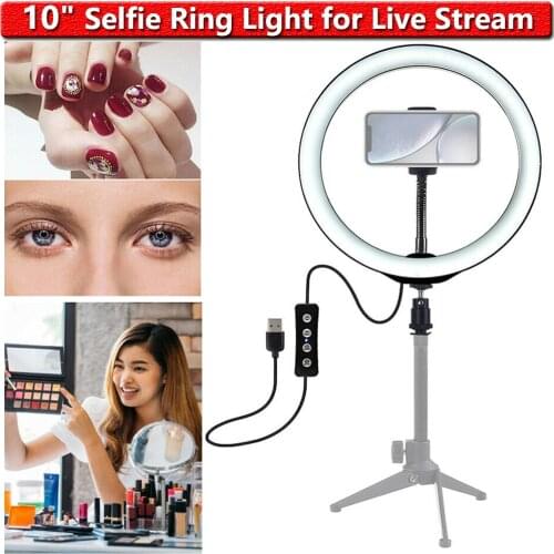 10" Selfie Ring Light for Live Stream Hot Direct Seeding Video With Extendable Tripod Stand With Cell Phone Holder Fill Light