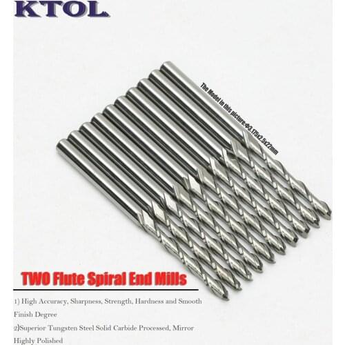10pc 3.175x2x17MM 2 Flute Mill CNC Engraving Tools/New Power Tool, Wood Milling Cutters for CNC Machine Tool,Acrylic Cutting Bit
