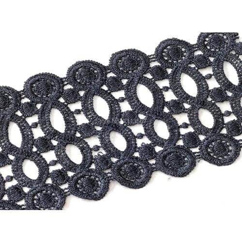 13y Craft Water Soluble Black Hollow 8 Shape Fabric Venise Lace Trim Embroidery Ribbon Trim Costume Applique Sewing on 95mm T501