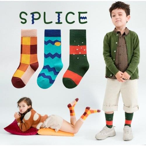 3 Pairs/Lot Korean Children Socks Baby Girls Boys Cartoon Cotton Socks Kids Stripe Sports Socks 1-12 Years Students