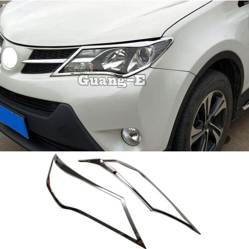 High Quality For Toyota RAV4 2014 2015 2016 Car Body Front Head Light Lamp Hood Molding Frame Stick ABS Chrome Cover Trims 4pcs
