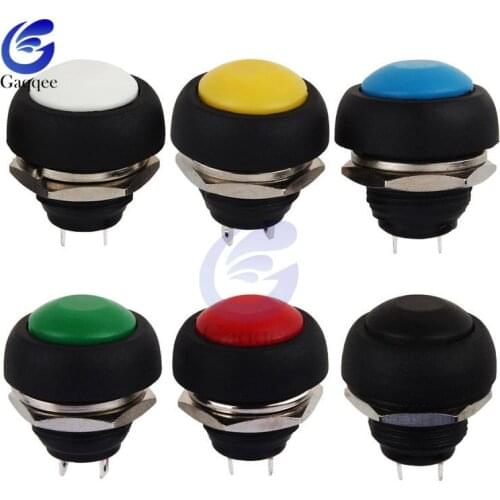 5Pcs 2Pin Mini Switch 12mm 1A waterproof switch pbs33b 12v momentary Push button Switch reset Non-locking pbs-33b