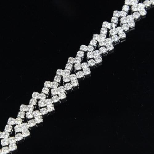 5Yards New Arrival Golden Silver Rose Golden Rhinestone Cup Appliques Trimming Chain For Dress Decor