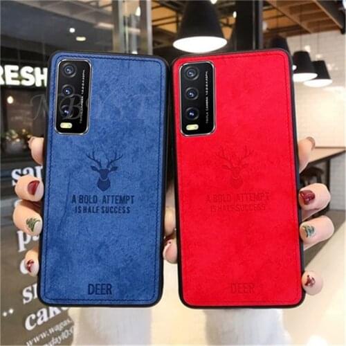 3D Deer Fabric Texture Case For VIVO V21 Y20 Y11S Y12S Y31S Y70S Y51S Y73S Y72S Y91C Y17 Y15 Y3 Y19 Y52S Y50 Silicone Back Cover