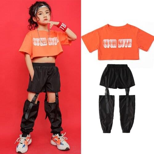 Kid Hip Hop Clothing Sweatshirt Shirt Top Casual Hiphop Pants For Girls Jazz Dance Costume Ballroom Rave Clothes Wear DQS5354