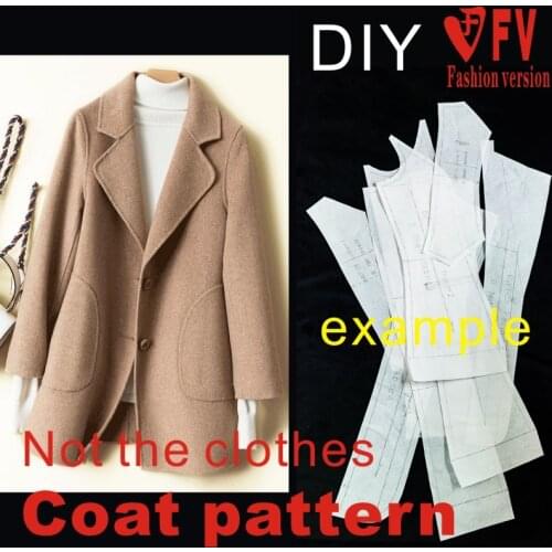 Womens short double-sided cashmere coat pattern 1:1 garment sewing structure drawing BFY-303