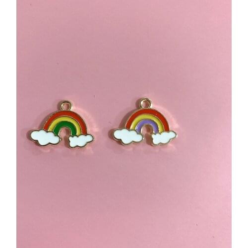 10pcs/lot Rainbow 14*19mm Diy Deisgn Enamel Charm for Jewelry Making Earring Bracelet or Necklace Charms