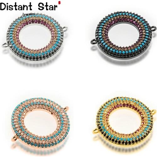 0.9*1.0in Ring Diy Jewelry Bracelet Necklace For Making Handmade Accessories Brass Zircon Bracelet Connector Round Finding Hole