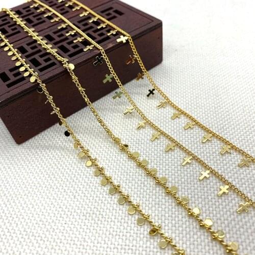 Round Cross-shaped Handmade Copper Chain Female Necklace Bracelet Accessories Wholesale DIY Production Creative Male Trend Gift