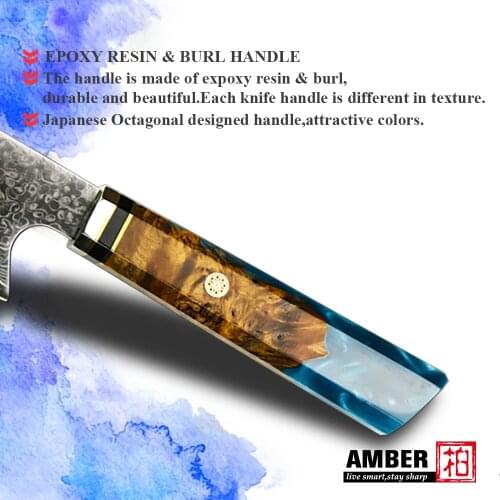 AMBER Chefs Knife Handle For DIY Knife Handle Making Material Kitchen Knife Epoxy Resin Solidified Wood