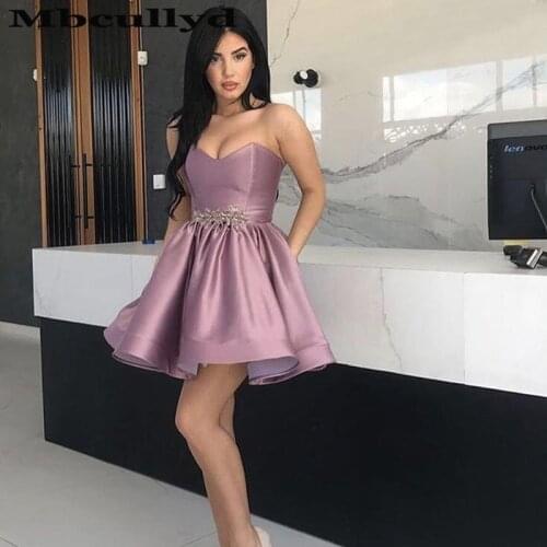 Mbcullyd Sweetheart Short Prom Dresses 2020 Cocktail Dress For Women Cheap Plus Size Satin Vestido De Festa