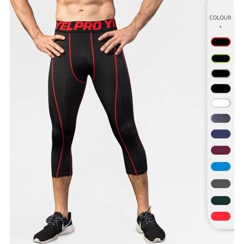 AIMPACT Mens Cropped Pants Fitness Running Training Leggings Quick-drying Stretch Skinny Outdoor Workout Gym Basketball Pants