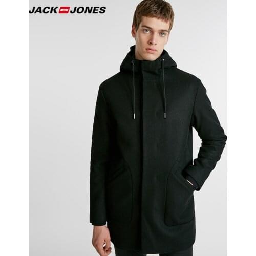 Jack Jones hooded wool leisure long coat mens winter Jacket| 218427506