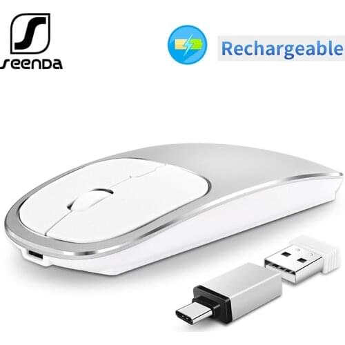SeenDa Type-c Wireless Mouse 2.4G Rechargeable Silent Click Mouse USB Wireless Mouse for Mackbook Notebook Laptop PC Ergonomic