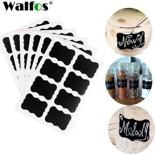 Walfos 72pcs Kitchen Label Stickers Organizer White Chalk Marker Waterproof Reused Jars Glass Bottles Chalkboard Labels for Home