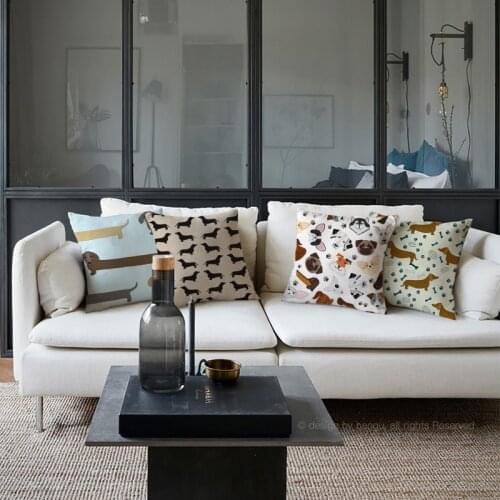 Dachshund Dog Cushion Cover Linen Custom Cushion Cover For Living Room Sofa Decorative Kussenhoes Teckel Dackel Gift Home Decor