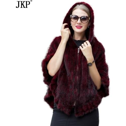 Real fur knitted Mink shawl jackets Mink fur scarf coat natural fur coat winter gift for a woman