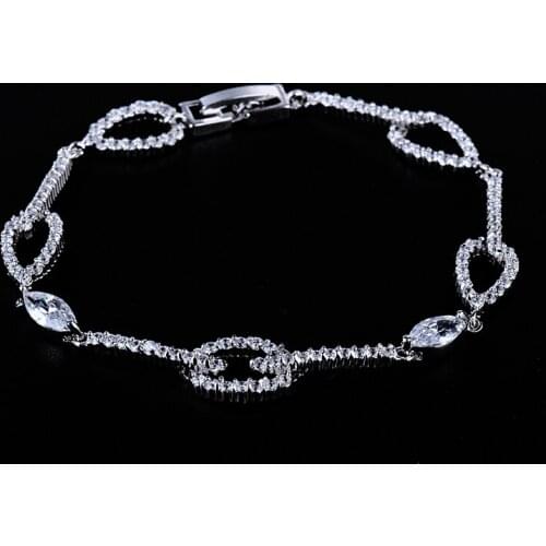 2016 New Fashion Jewelry Bracelet Cubic Zirconia bracelets for women Copper White Gold Color Bracelets Bangles GLS0402