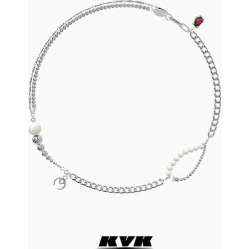 KVK2021 new white jade stitching removable gem combination necklace girl accessories original design gift