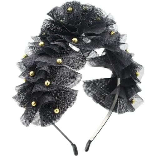 Fashion fallen petals Gauze Women Headband personality Hairband Girls Headwear Petal Headband Hair Accessories Pearl Petal hair