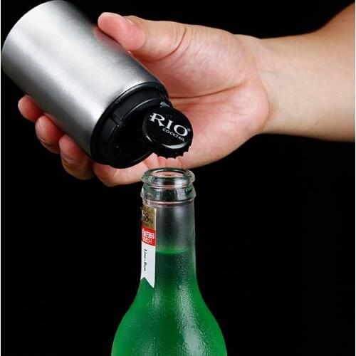 Stainless Steel Beer Bottle Opener Automatic Push Type Wine Bottle Opener Home Bar Party Tools Colorful Polished Craft Man Gift