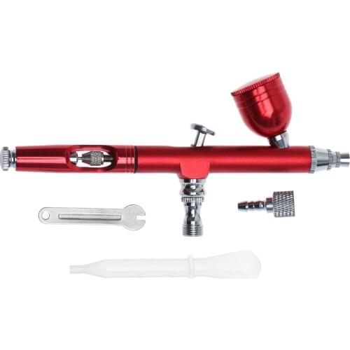 Spray Gun Red/Gold Metal Spray Tool Double Action Gravity Feed, 0.3mm Tool Spray Gun Manicure Paint Tattoo Beauty Tool Set