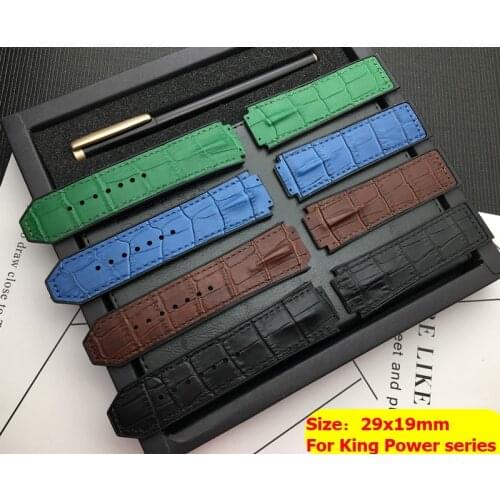 Brand Blue Brown Green Black 29*19mm With Silicone Watchband Watch Band For Hublot Strap For King Power Series with Logo on Tool
