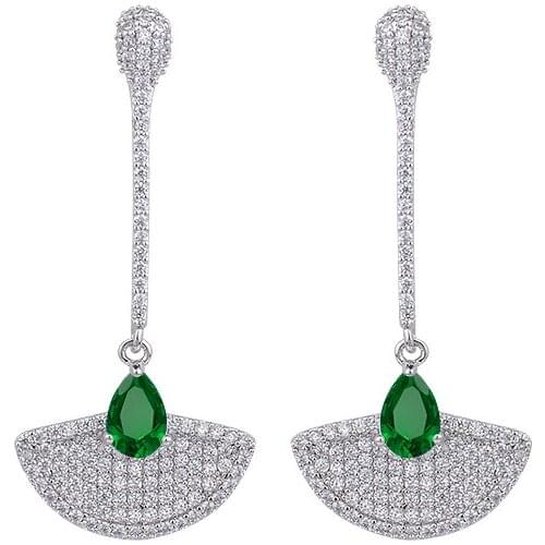 YAN MEI Hot CZ Clear Crystal Stud Earrings 3 Colors Silver Color Fan Tassels Earring Jewelry GLE5823L