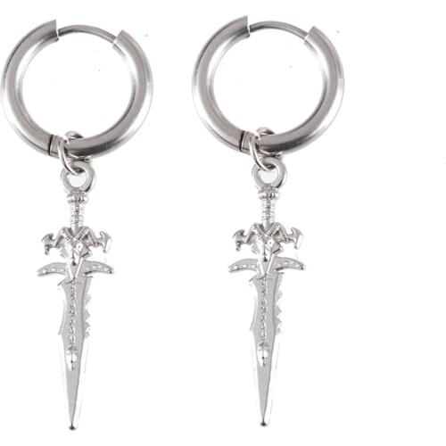 Hip Hop Dagger Drop Earrings for Men Women Staniless Steel Small Sword Dangle Women Earrings Punk Rock Fashion Jewelry 2021