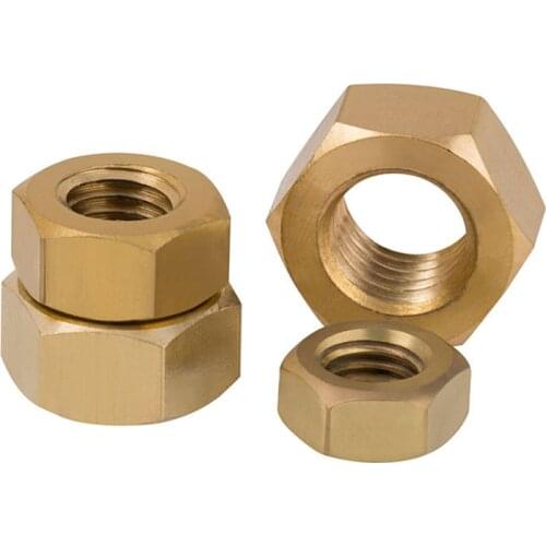 1/5/10PCS Hexagon Brass Nuts Exhaust Manifold Solid For Bolts & Screws Copper M1.4-M24