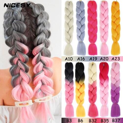 NICESY 24Inch Jumbo Braids Single Ombre Color 100G For Hair Synthetic Hair Extension Twist Hair Support Wholesale