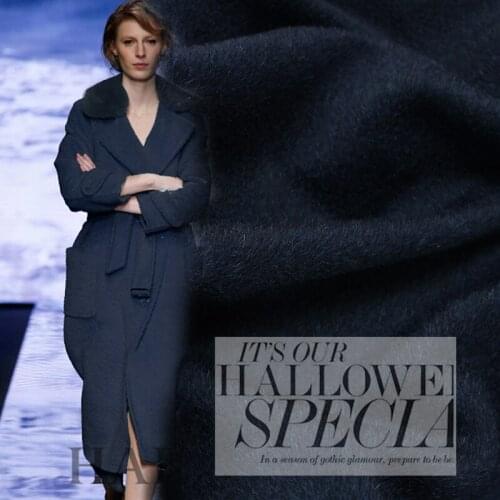 Blue blended wool alpaca fabric autumn and winter coats clothing wool fabric wholesale high quality wool cloth