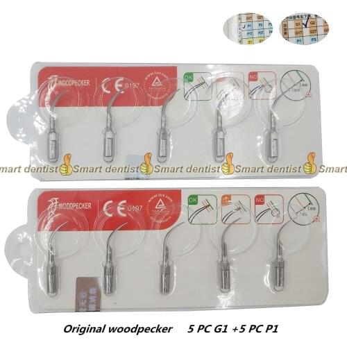 Woodpecker Dental Scaler Tips Ultrasonic Scaler Scaling Tip set G1 + P1 compatible with EMS