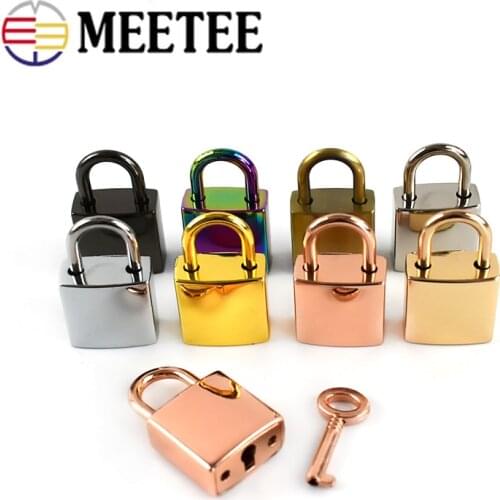 2/5sets Meetee Bag Metal Clasp Turn Lock Twist Padlocks with Key DIY Handbag Purse Suitcase Hardware Closure Part Accessories