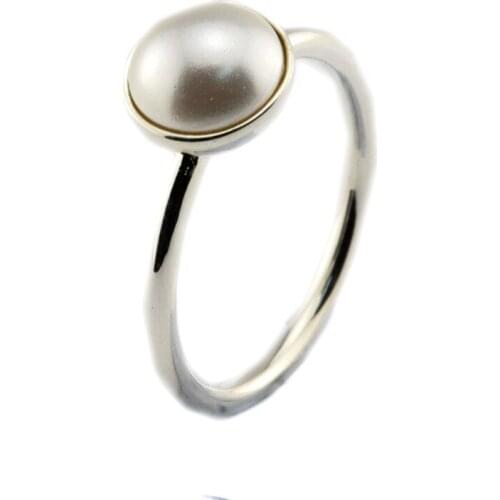 Luminous Droplet Ring with White Pearl Authentic 925 Sterling Silver Female Jewelry Rings for Women Wedding Party Gift Anillos
