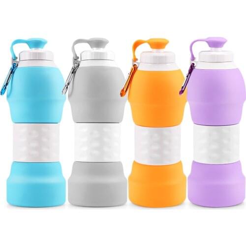 High-grade silicone water bottle 580ml insulation and anti-skid foldable portable environmental protection water bottle