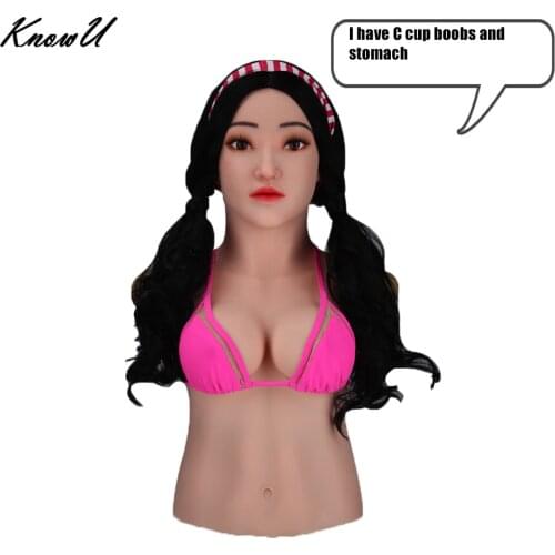 KnowU Breast Forms C Cup with Headwear Silicone Boobs Female with Belly Cosplay Crossdresser Travesti Трансвеститы Transgender