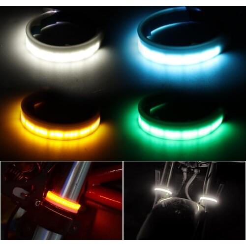1pc Flexible LED Motorcycle Light Strip Tail White Yellow Moto Turn Signal Rear Brake Stop Bulb Fork Lamp Motorbike Accessories